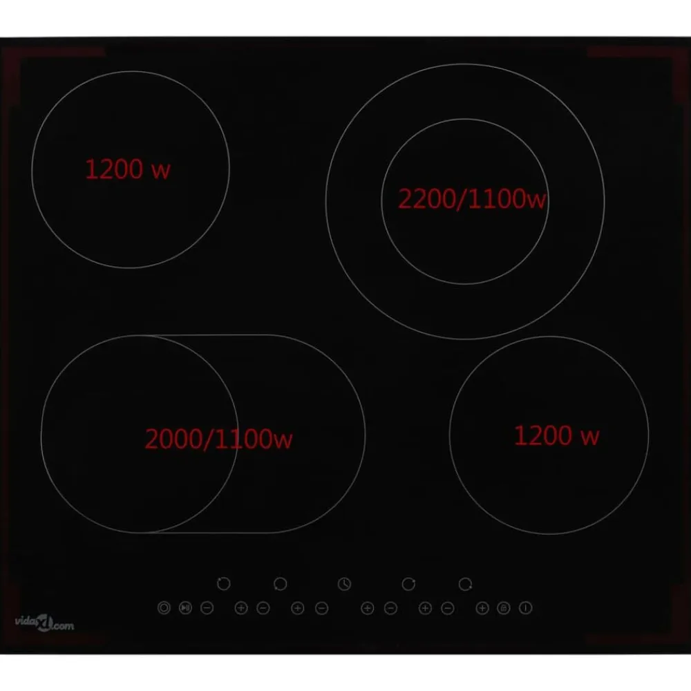 vidaXL Vitrocerámica con 4 quemadores control táctil 6600 W Hot