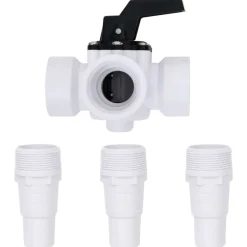vidaXL Piscina Y Spa-Válvula de bola de 3 vías para piscina blanca y negra
