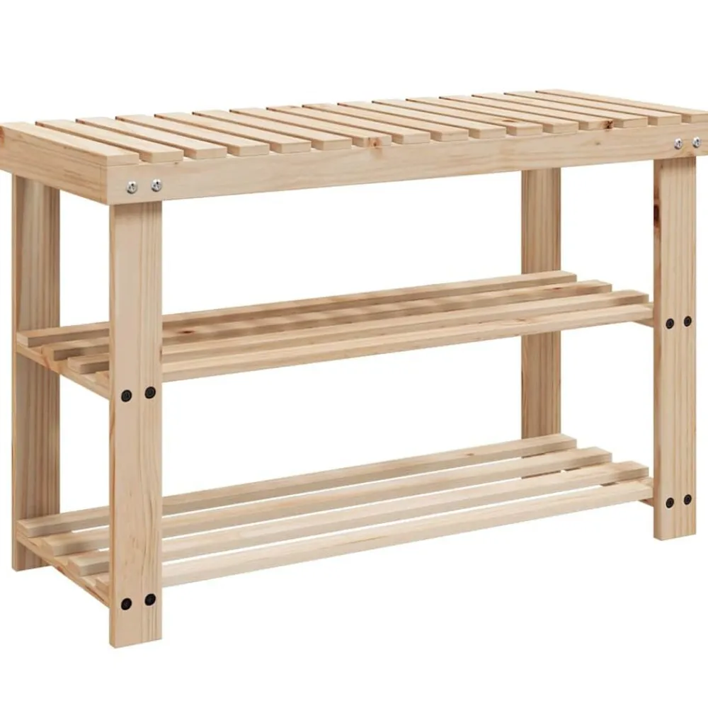 vidaXL Productos Del Hogar-Zapatero 2 en 1 madera maciza de abeto