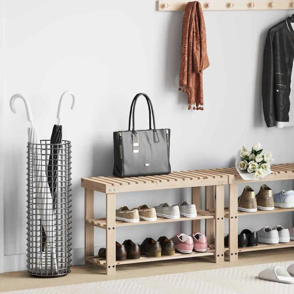 vidaXL Productos Del Hogar-Zapatero 2 en 1 madera maciza de abeto