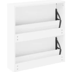 vidaXL Zapatero 2 niveles y espejo 63x17x67 cm Blanco Clearance