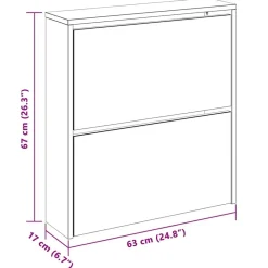 vidaXL Zapatero 2 niveles y espejo 63x17x67 cm Blanco Clearance