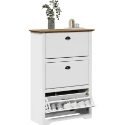 vidaXL Productos Del Hogar-Zapatero BODO blanco y marrón 80x35x118 cm