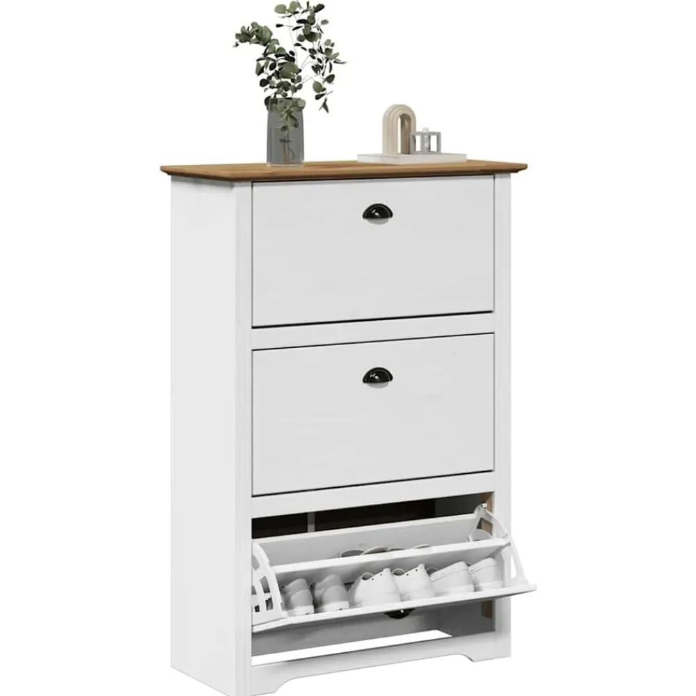 vidaXL Productos Del Hogar-Zapatero BODO blanco y marrón 80x35x118 cm