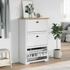 vidaXL Productos Del Hogar-Zapatero BODO blanco y marrón 80x35x118 cm