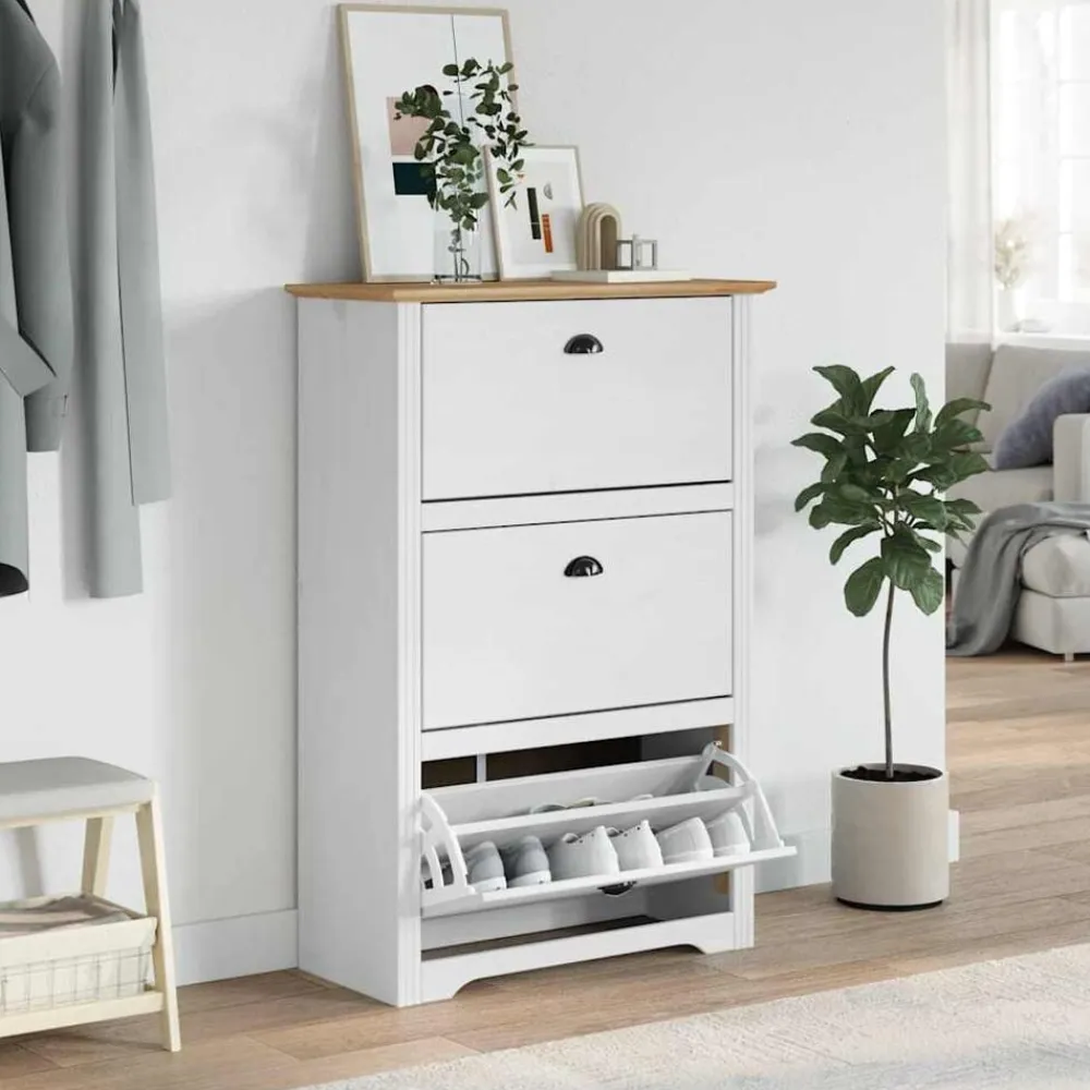 vidaXL Productos Del Hogar-Zapatero BODO blanco y marrón 80x35x118 cm