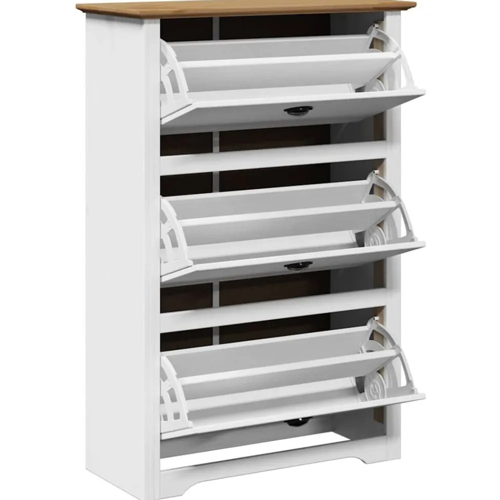 vidaXL Productos Del Hogar-Zapatero BODO blanco y marrón 80x35x118 cm