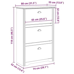 vidaXL Zapatero BODO 80x35x118 cm Blanco Discount