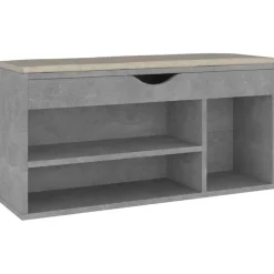 vidaXL Productos Del Hogar-Zapatero cojín contrachapada gris hormigón 104x30x49 cm