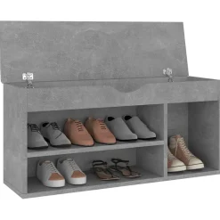 vidaXL Productos Del Hogar-Zapatero cojín contrachapada gris hormigón 104x30x49 cm