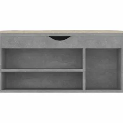 vidaXL Productos Del Hogar-Zapatero cojín contrachapada gris hormigón 104x30x49 cm