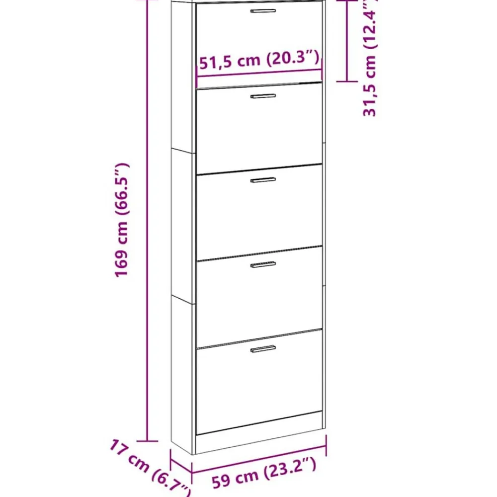 vidaXL Productos Del Hogar-Zapatero color con 5 compartimentos