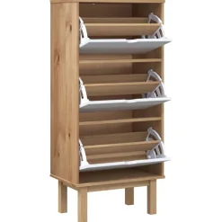 vidaXL Productos Del Hogar-Zapatero con 3 cajones OTTA madera maciza pino marrón blanco