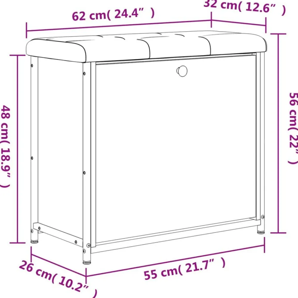 vidaXL Bancos-Zapatero con cajón abatible 62x32x56 cm