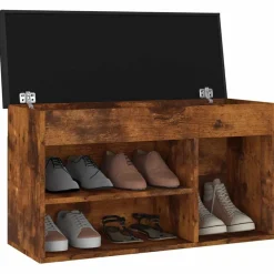 vidaXL Productos Del Hogar-Zapatero con cojín madera ingeniería