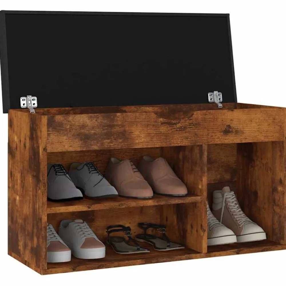 vidaXL Productos Del Hogar-Zapatero con cojín madera ingeniería