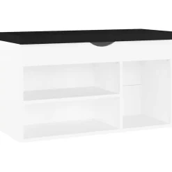 vidaXL Zapatero con cojín madera ingeniería 80x30x47 cm Blanco Best