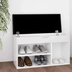 vidaXL Zapatero con cojín madera ingeniería 80x30x47 cm Blanco Best