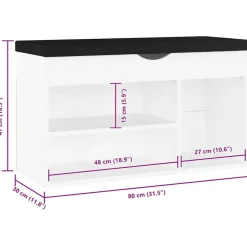 vidaXL Zapatero con cojín madera ingeniería 80x30x47 cm Blanco Best