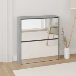 vidaXL Productos Del Hogar-Zapatero con espejo 2 niveles 63x17x67 cm