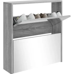 vidaXL Productos Del Hogar-Zapatero con espejo 2 niveles 63x17x67 cm