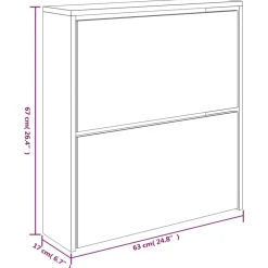 vidaXL Productos Del Hogar-Zapatero con espejo 2 niveles 63x17x67 cm