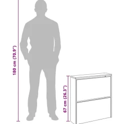 vidaXL Productos Del Hogar-Zapatero con espejo 2 niveles 63x17x67 cm