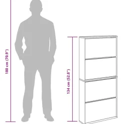 vidaXL Productos Del Hogar-Zapatero con espejo 4 niveles blanco brillo 63x17x134 cm