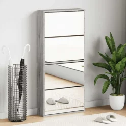vidaXL Productos Del Hogar-Zapatero con espejo 4 niveles 63x17x134 cm