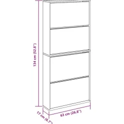 vidaXL Productos Del Hogar-Zapatero con espejo 4 niveles 63x17x134 cm
