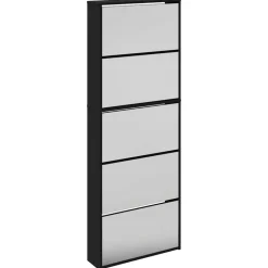 vidaXL Zapatero con espejo 5 niveles 63x17x169,5 cm Negro Online