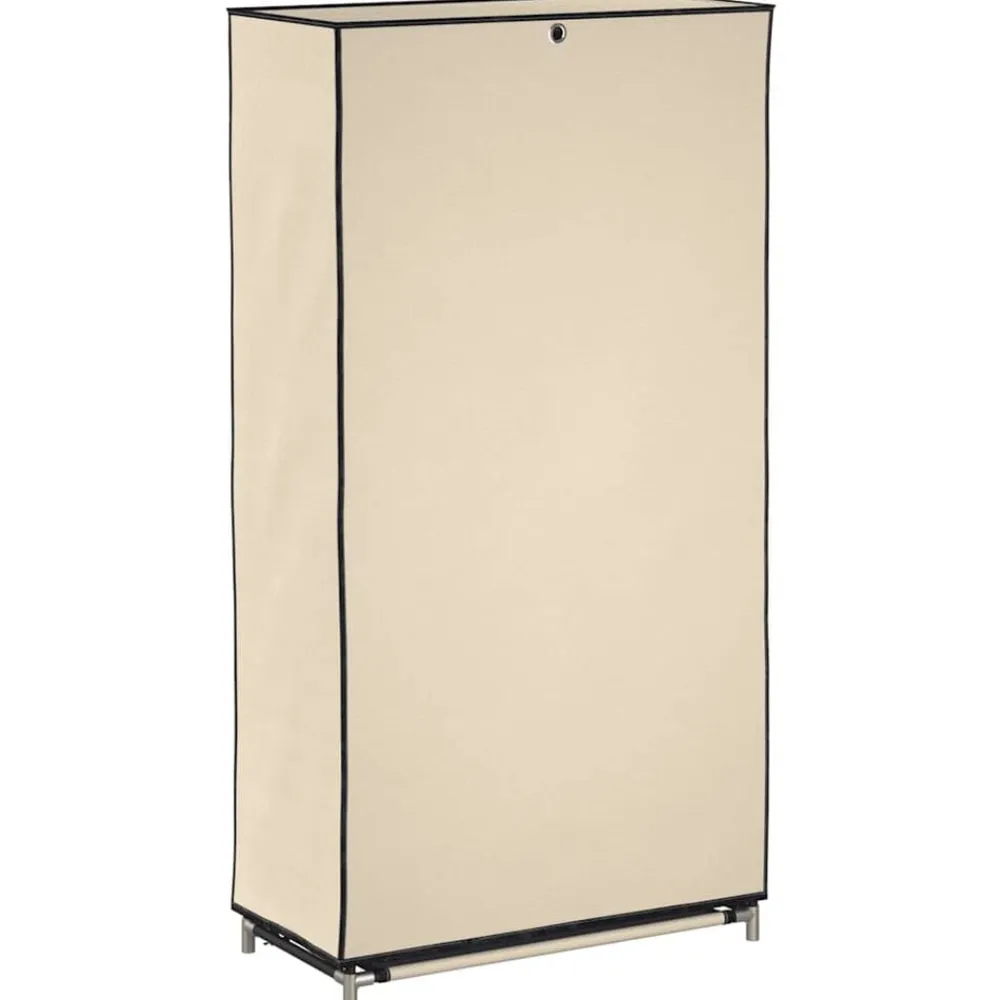 vidaXL Zapatero con funda de tela color 58x28x106 cm Crema Clearance