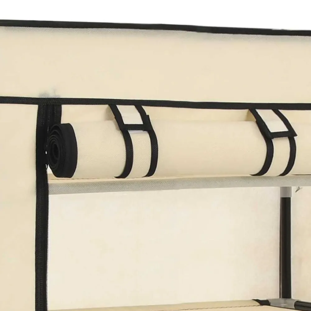 vidaXL Zapatero con funda de tela color 58x28x106 cm Crema Clearance