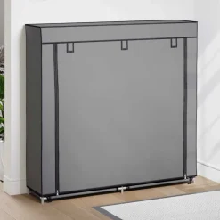vidaXL Zapatero con funda de tela 115x28x110 cm Gris Online