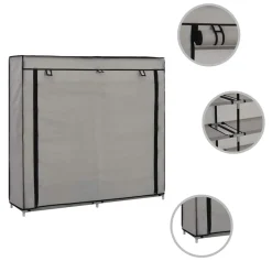 vidaXL Zapatero con funda de tela 115x28x110 cm Gris Online