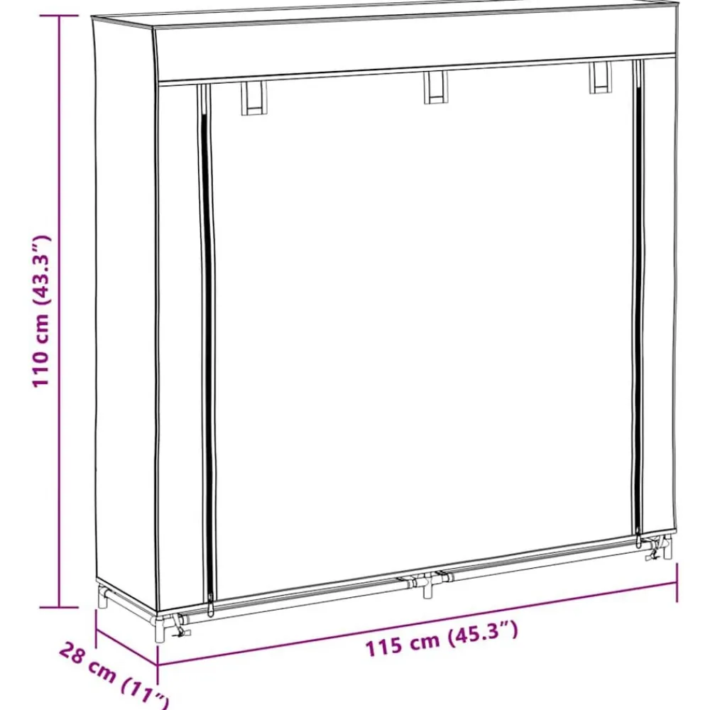 vidaXL Zapatero con funda de tela 115x28x110 cm Gris Online