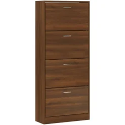 vidaXL Zapatero contrachapada color marrón roble 63x24x147 cm Marr&oacute;n roble