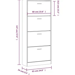 vidaXL Zapatero contrachapada color marrón roble 63x24x147 cm Marr&oacute;n roble