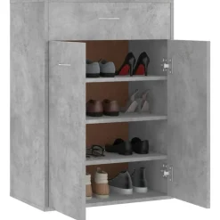 vidaXL Zapatero de contrachapada gris hormigón 60x35x84 cm Gris hormigón Best