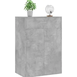 vidaXL Zapatero de contrachapada gris hormigón 60x35x84 cm Gris hormigón Best