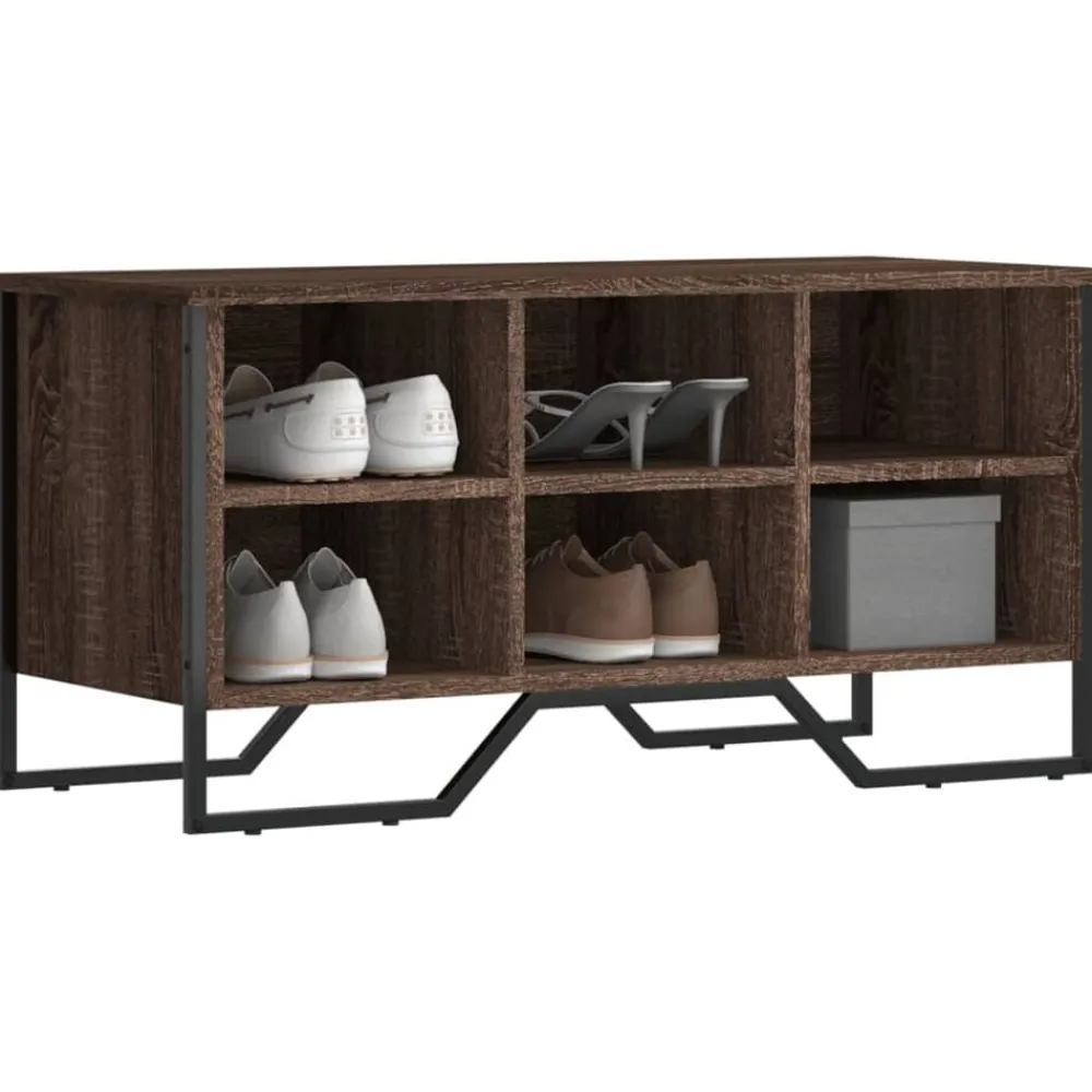 vidaXL Zapatero de madera de ingeniería marrón roble 90x38x45,5 cm Marrón roble Outlet