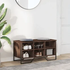 vidaXL Zapatero de madera de ingeniería marrón roble 90x38x45,5 cm Marrón roble Outlet
