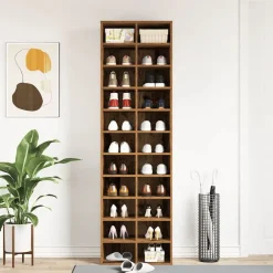 vidaXL Zapatero de madera ingeniería 54x34x183cm Madera antigua New