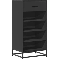 vidaXL Zapatero de madera de ingeniería 48x38x97,5 cm Negro Clearance