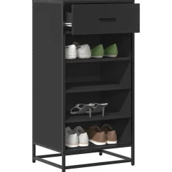 vidaXL Zapatero de madera de ingeniería 48x38x97,5 cm Negro Clearance