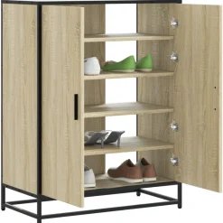 vidaXL Productos Del Hogar-Zapatero de madera y metal 75x38x97,5 cm