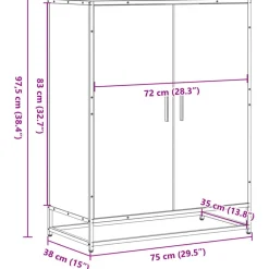 vidaXL Productos Del Hogar-Zapatero de madera y metal 75x38x97,5 cm