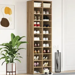 vidaXL Productos Del Hogar-Zapatero de madera contrachapada roble artisian 54x34x183 cm