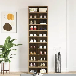 vidaXL Productos Del Hogar-Zapatero de madera contrachapada roble artisian 54x34x183 cm