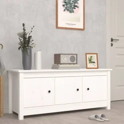 vidaXL Zapatero de madera maciza de pino 110x38x45,5 cm Blanco Sale